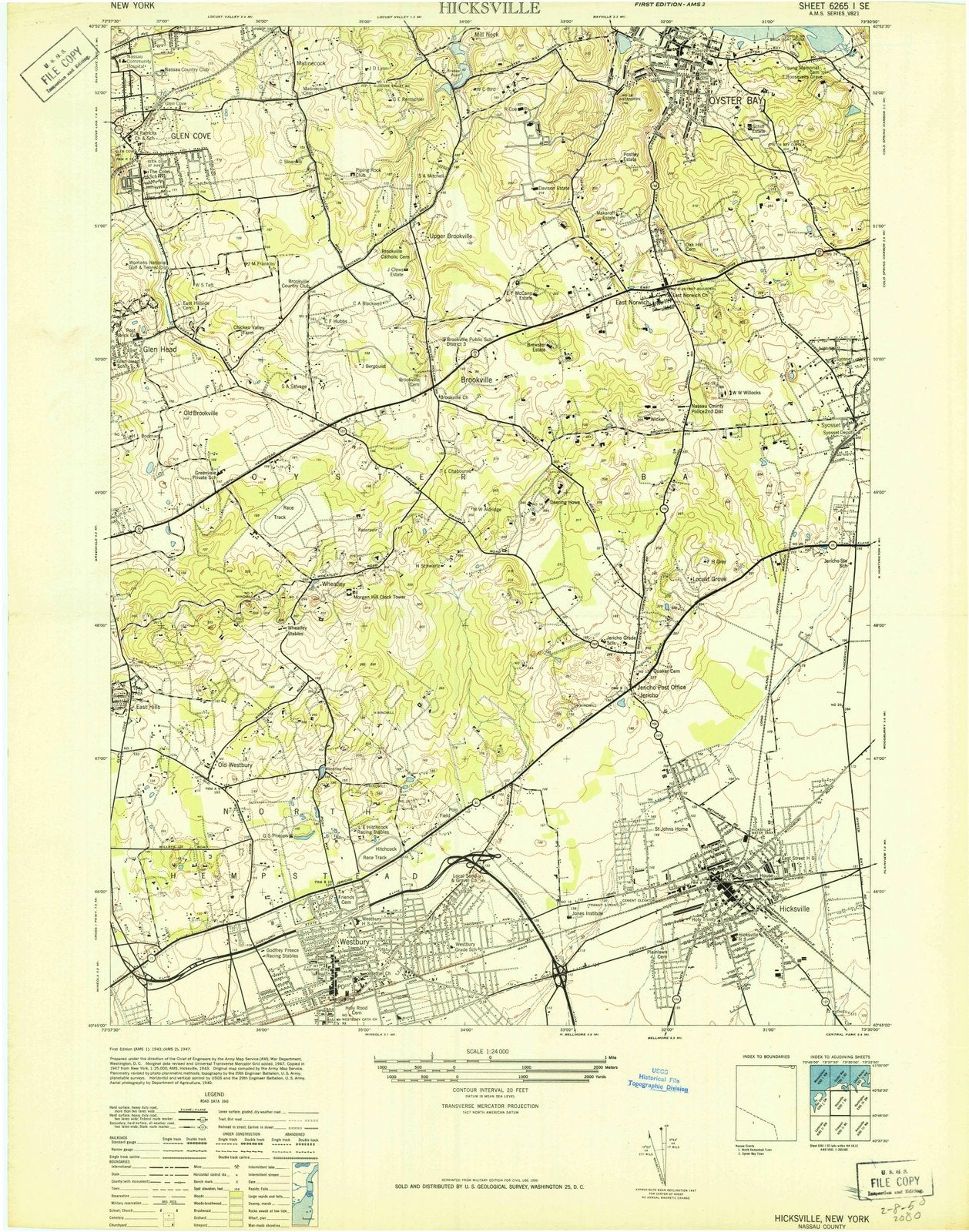 1947 Hicksville, NY - New York - USGS Topographic Map