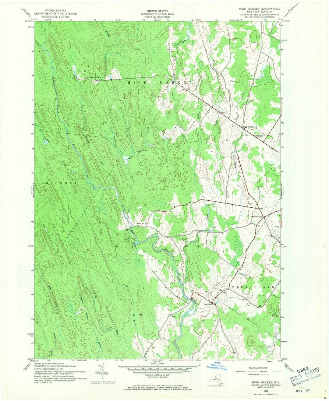 1943 High Market, NY - New York - USGS Topographic Map