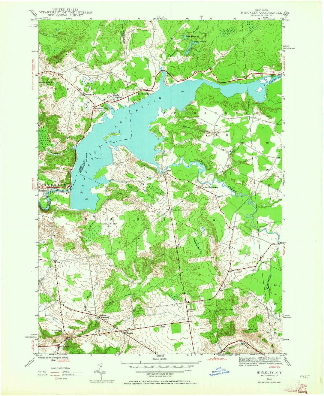 1946 Hinckley, NY - New York - USGS Topographic Map