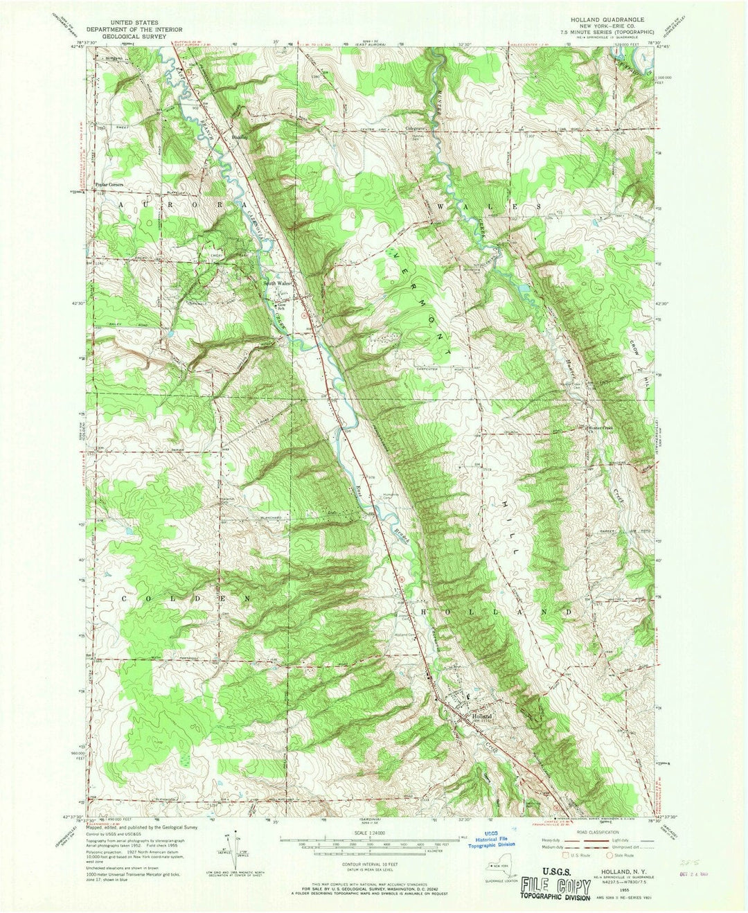 1955 Holland, NY - New York - USGS Topographic Map