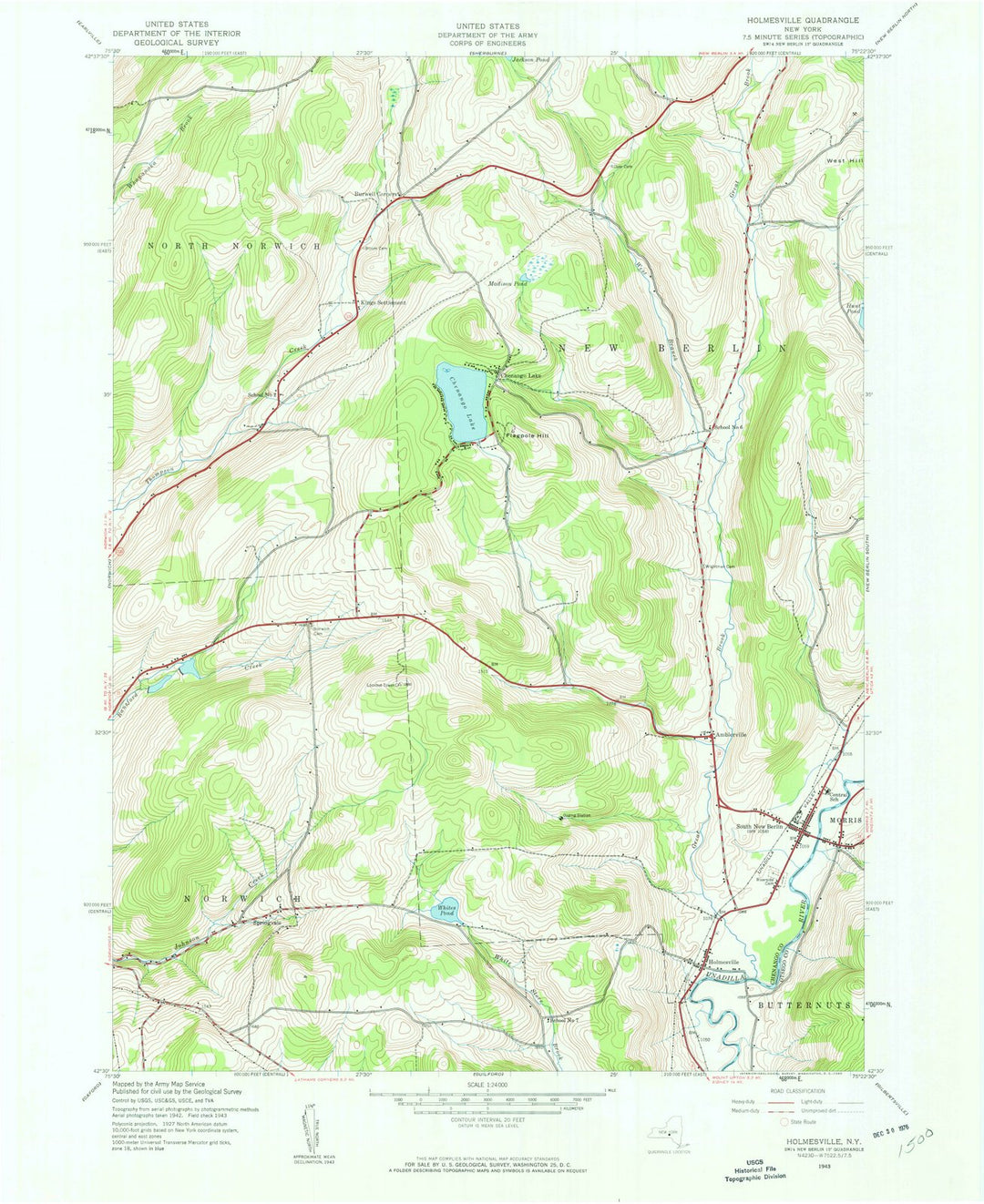 1943 Holmesville, NY - New York - USGS Topographic Map