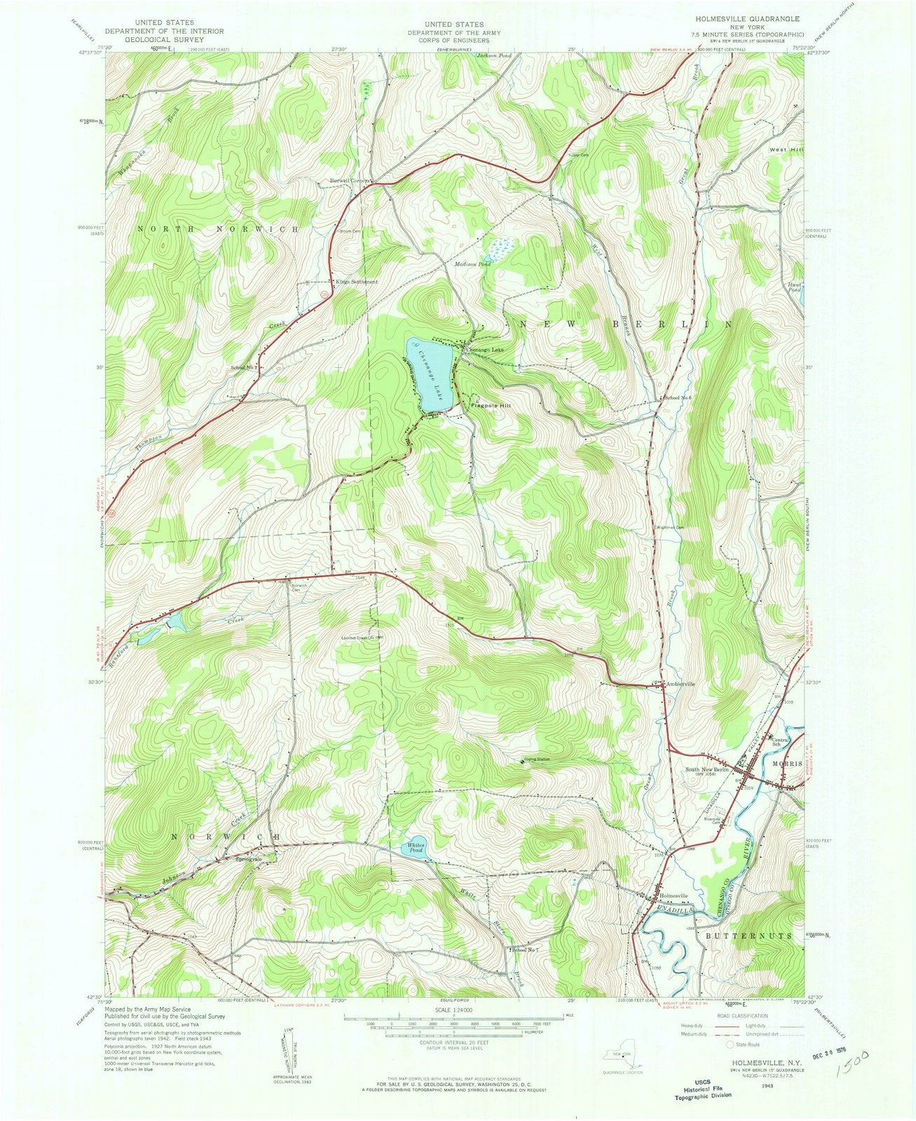 1943 Holmesville, NY - New York - USGS Topographic Map