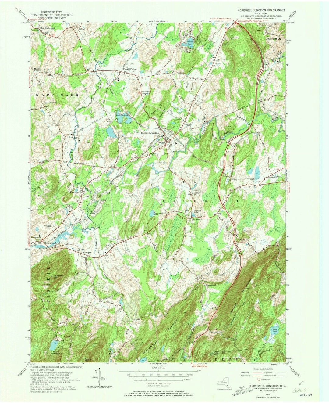 1957 Hopewell Junction, NY - New York - USGS Topographic Map