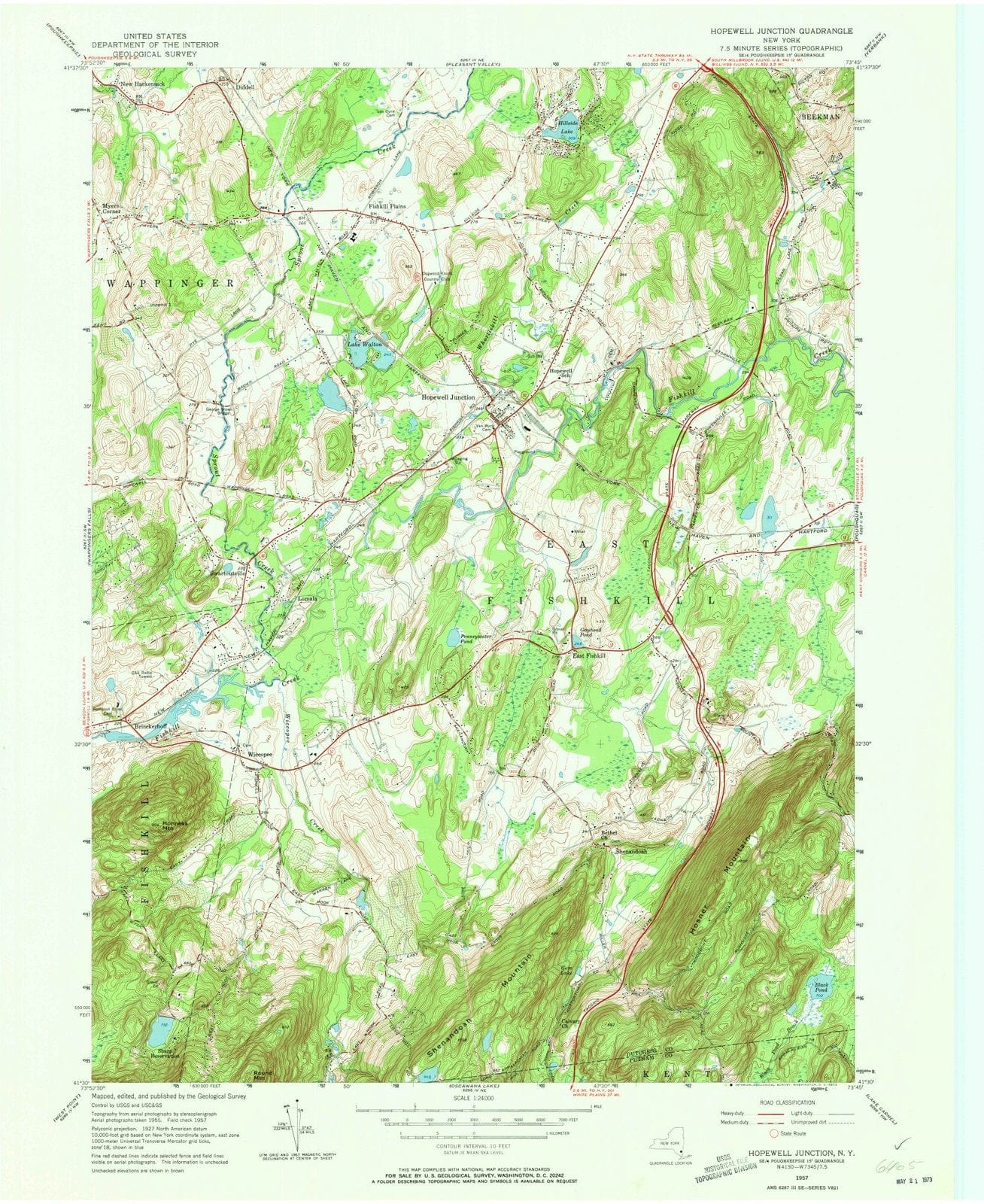 1957 Hopewell Junction, NY - New York - USGS Topographic Map