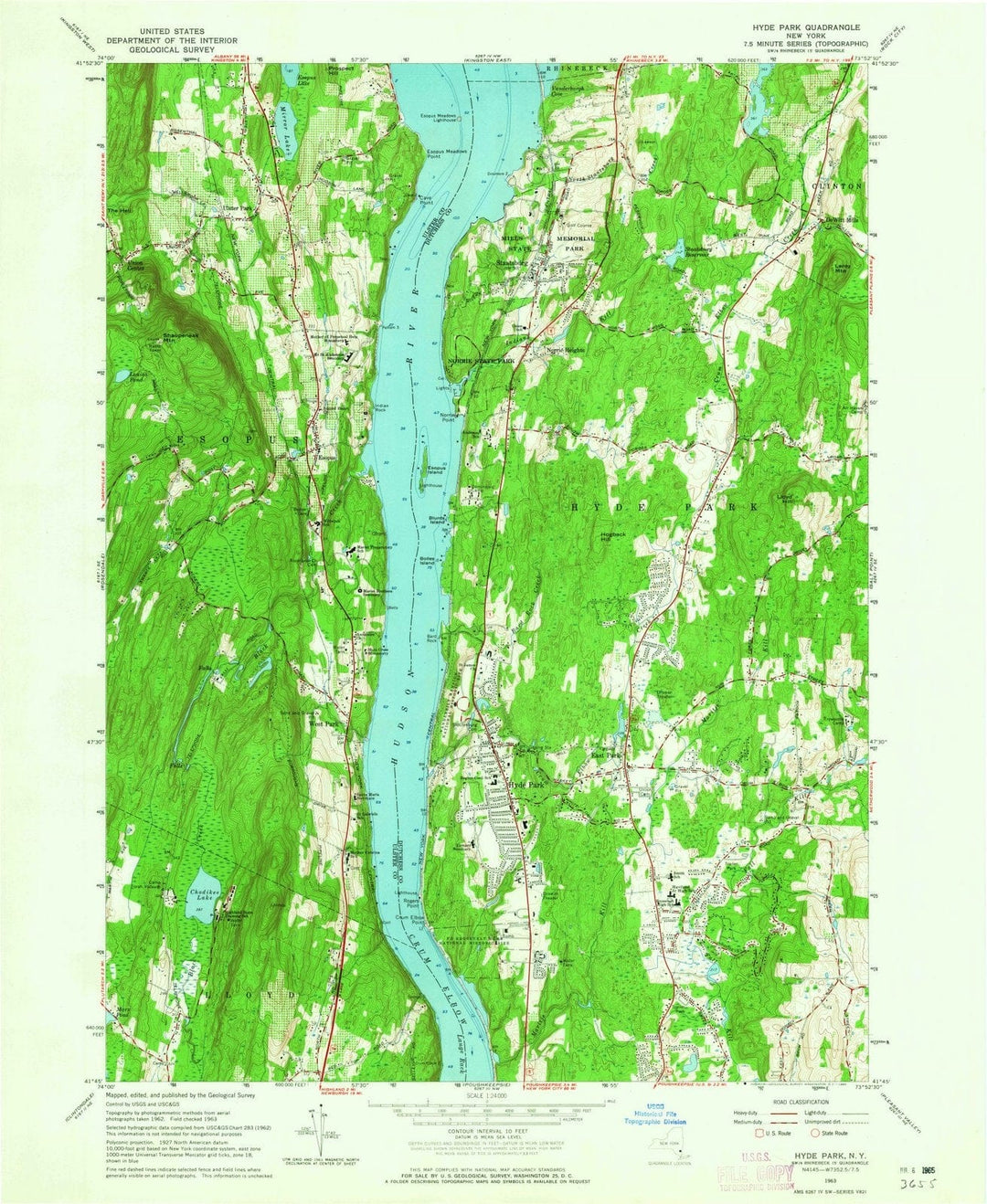 1963 Hyde Park, NY - New York - USGS Topographic Map