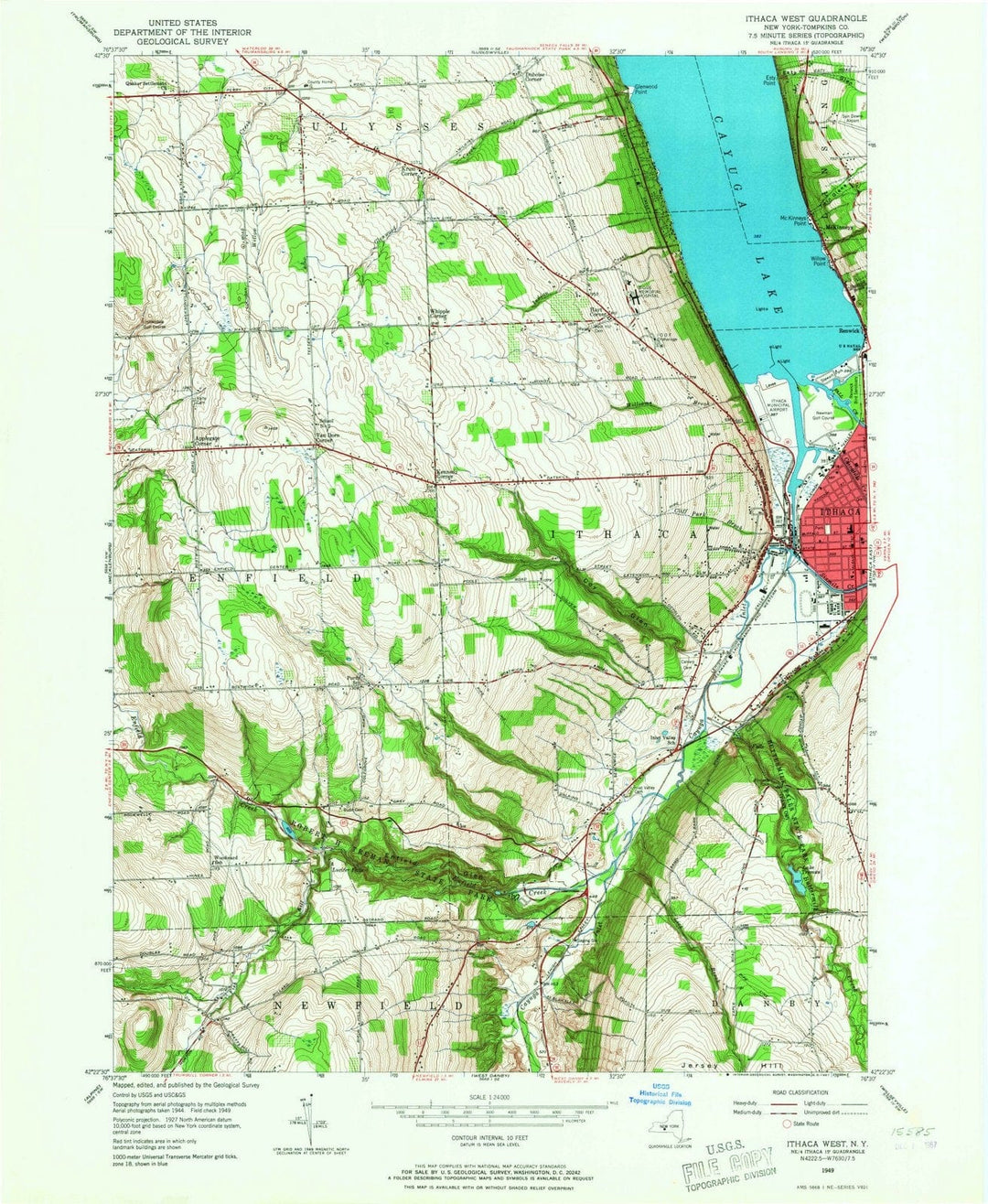 1949 Ithaca West, NY - New York - USGS Topographic Map