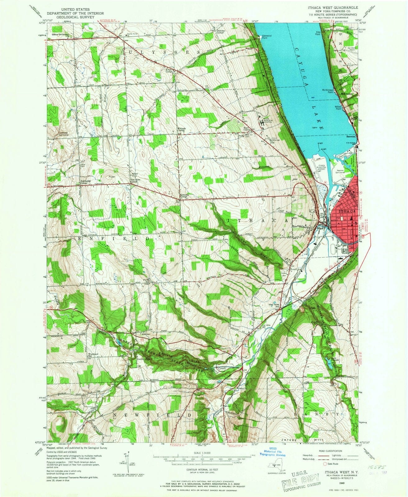 1949 Ithaca West, NY - New York - USGS Topographic Map