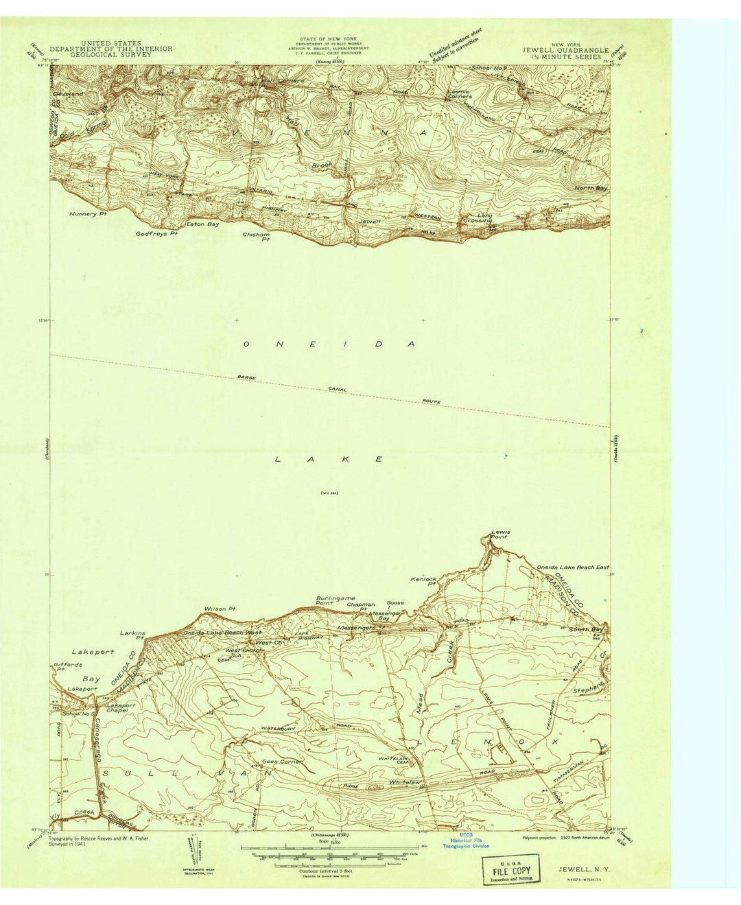 1941 Jewell, NY - New York - USGS Topographic Map