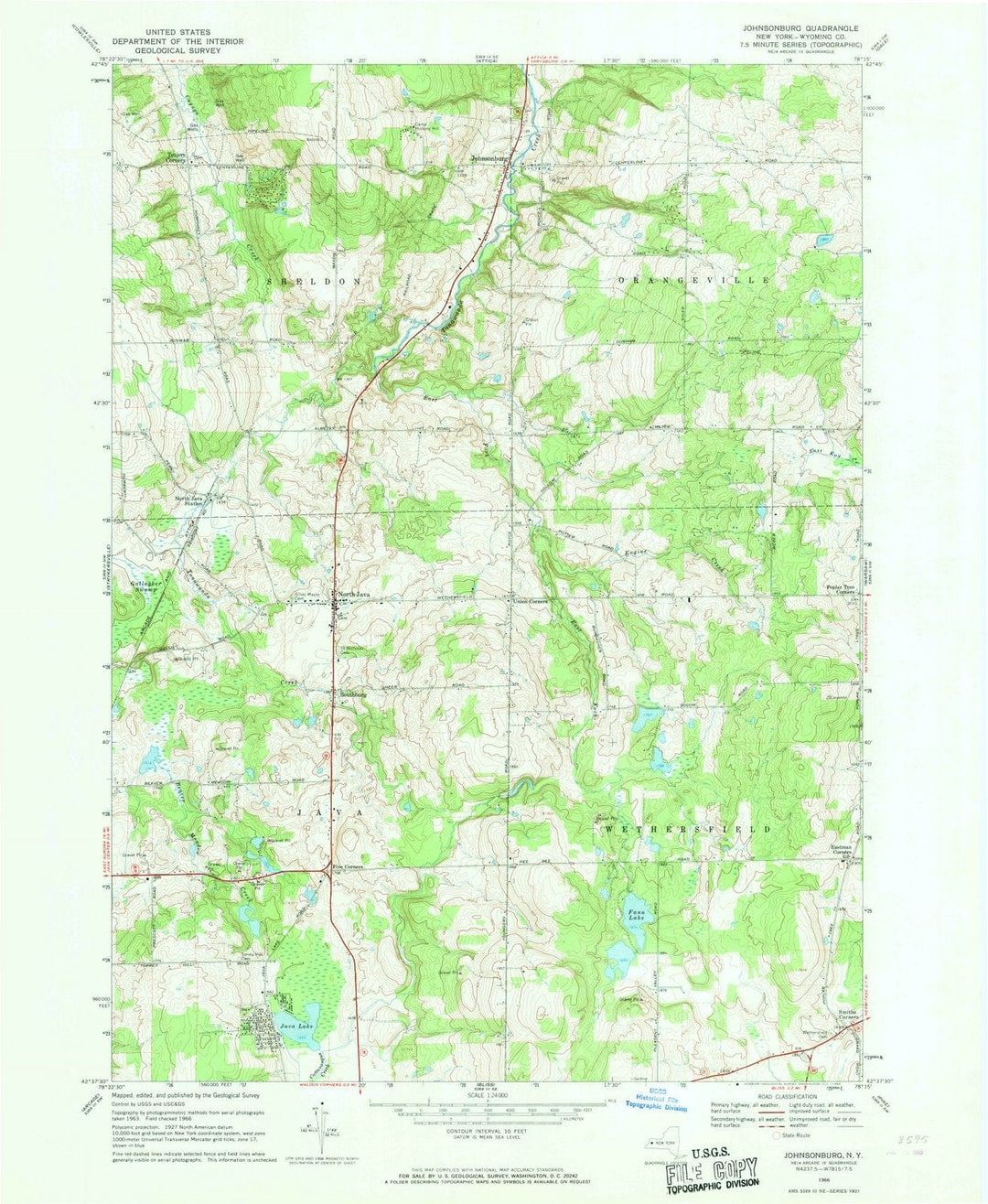 1966 Johnsonburg, NY - New York - USGS Topographic Map