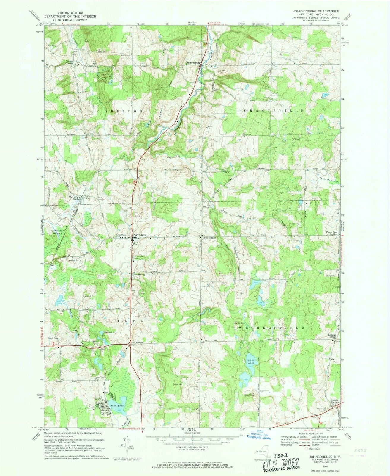 1966 Johnsonburg, NY - New York - USGS Topographic Map