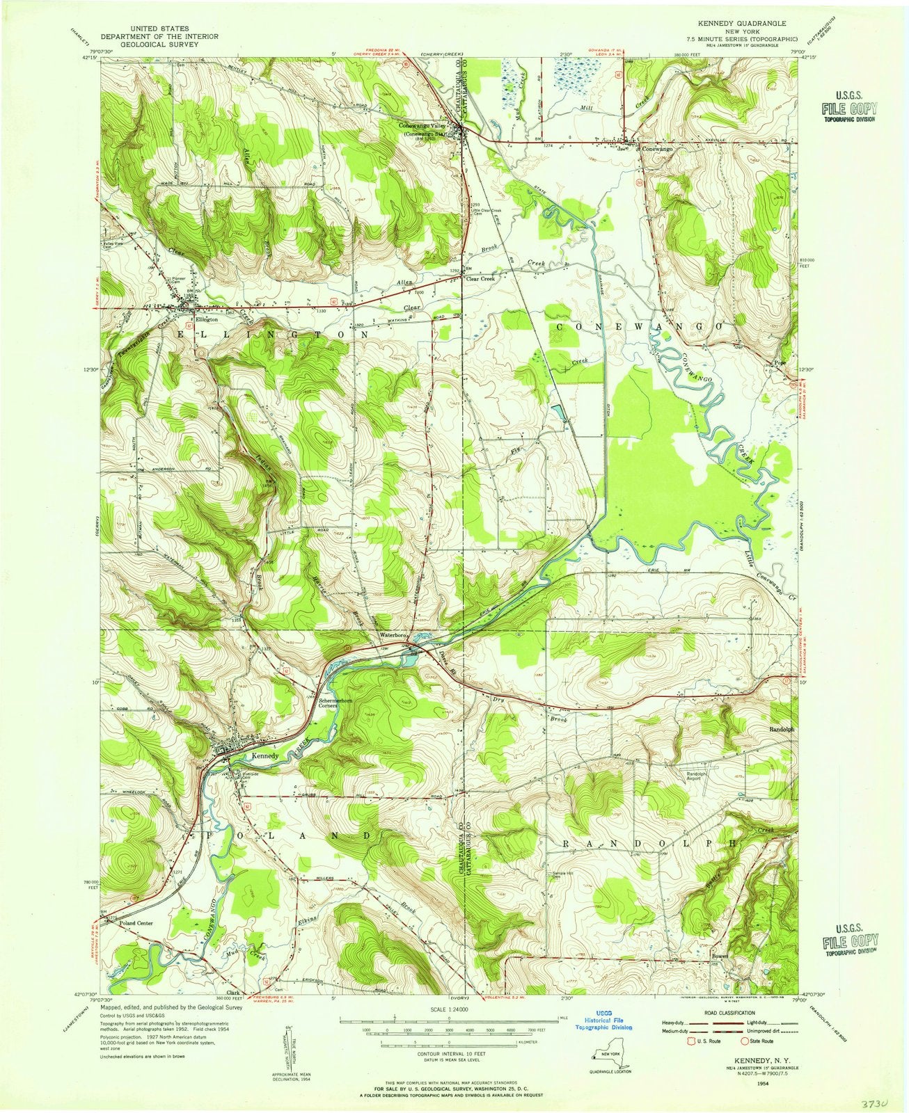 1954 Kennedy, NY - New York - USGS Topographic Map