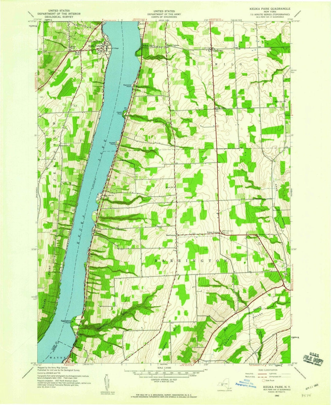 1942 Keuka Park, NY - New York - USGS Topographic Map