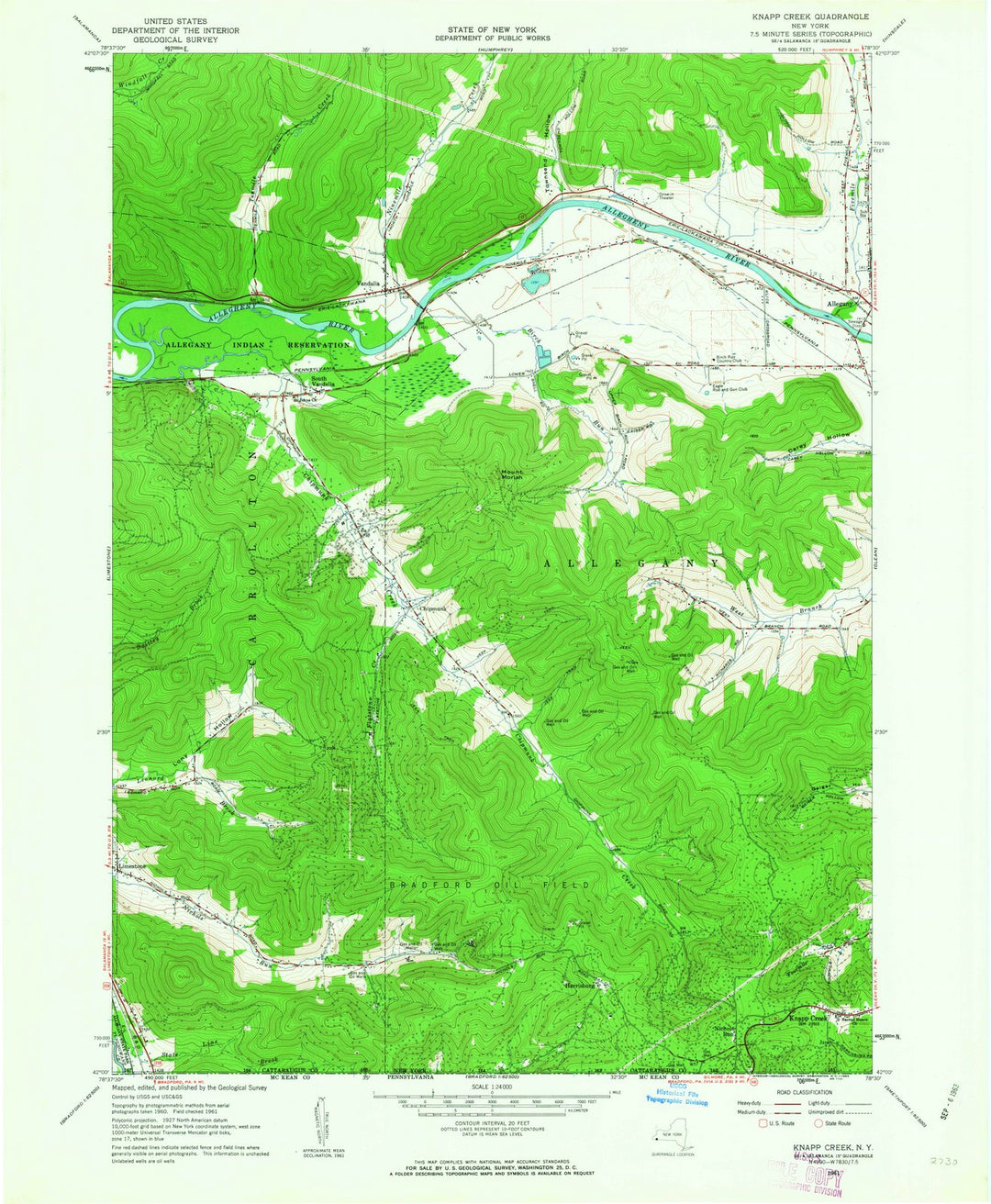 1961 Knapp Creek, NY - New York - USGS Topographic Map