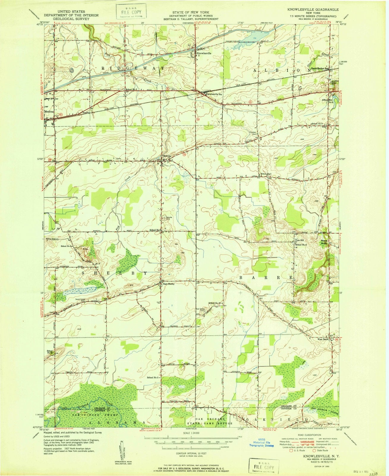 1950 Knowlesville, NY - New York - USGS Topographic Map