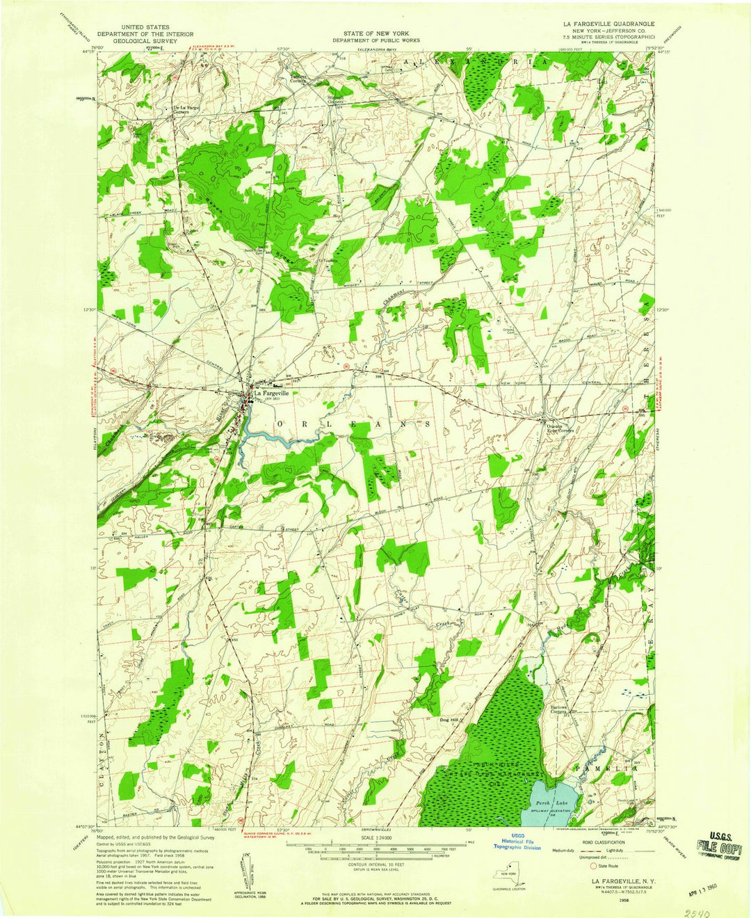 1958 La Fargeville, NY - New York - USGS Topographic Map