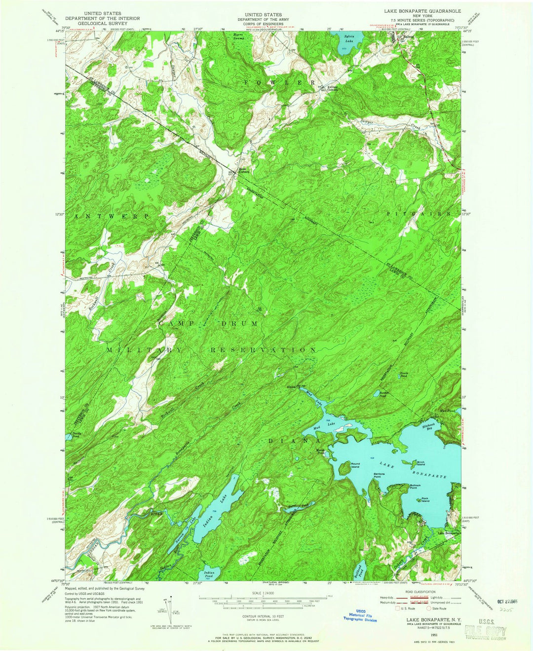1951 Lake Bonaparte, NY - New York - USGS Topographic Map