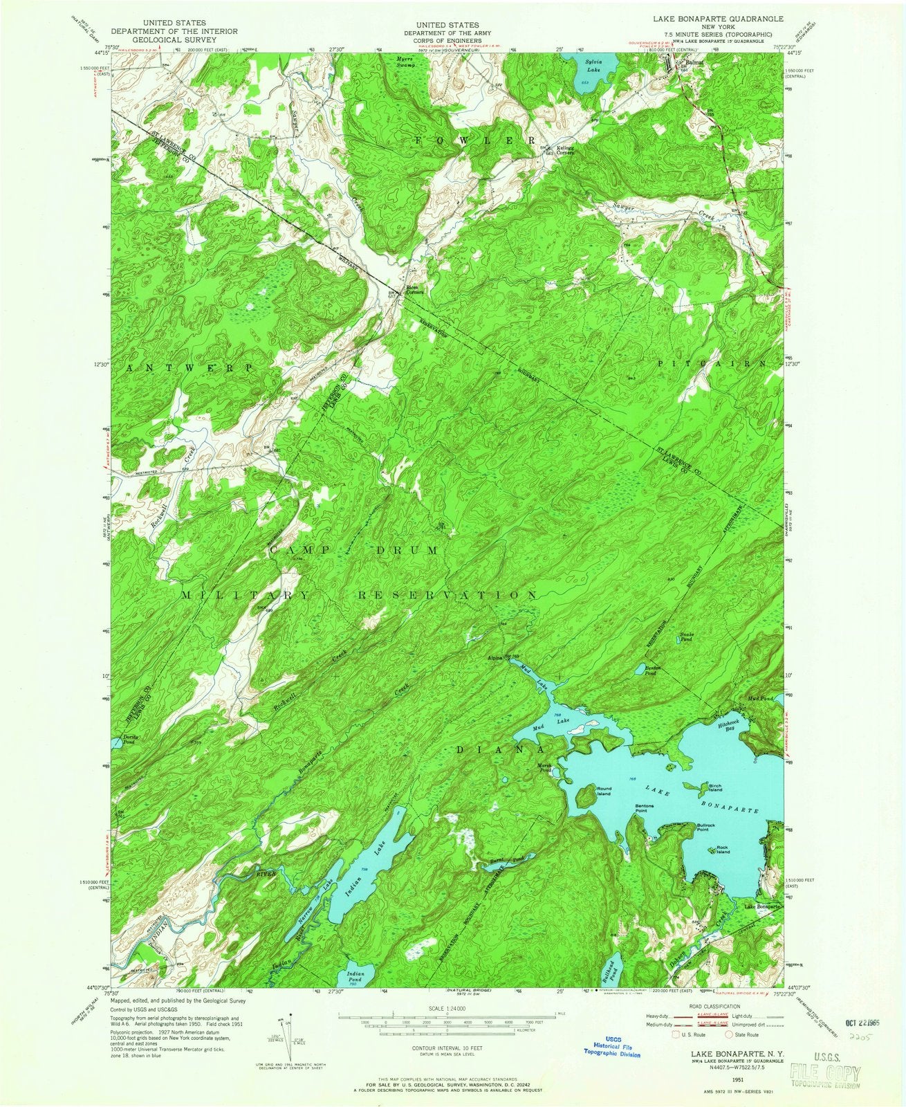 1951 Lake Bonaparte, NY - New York - USGS Topographic Map