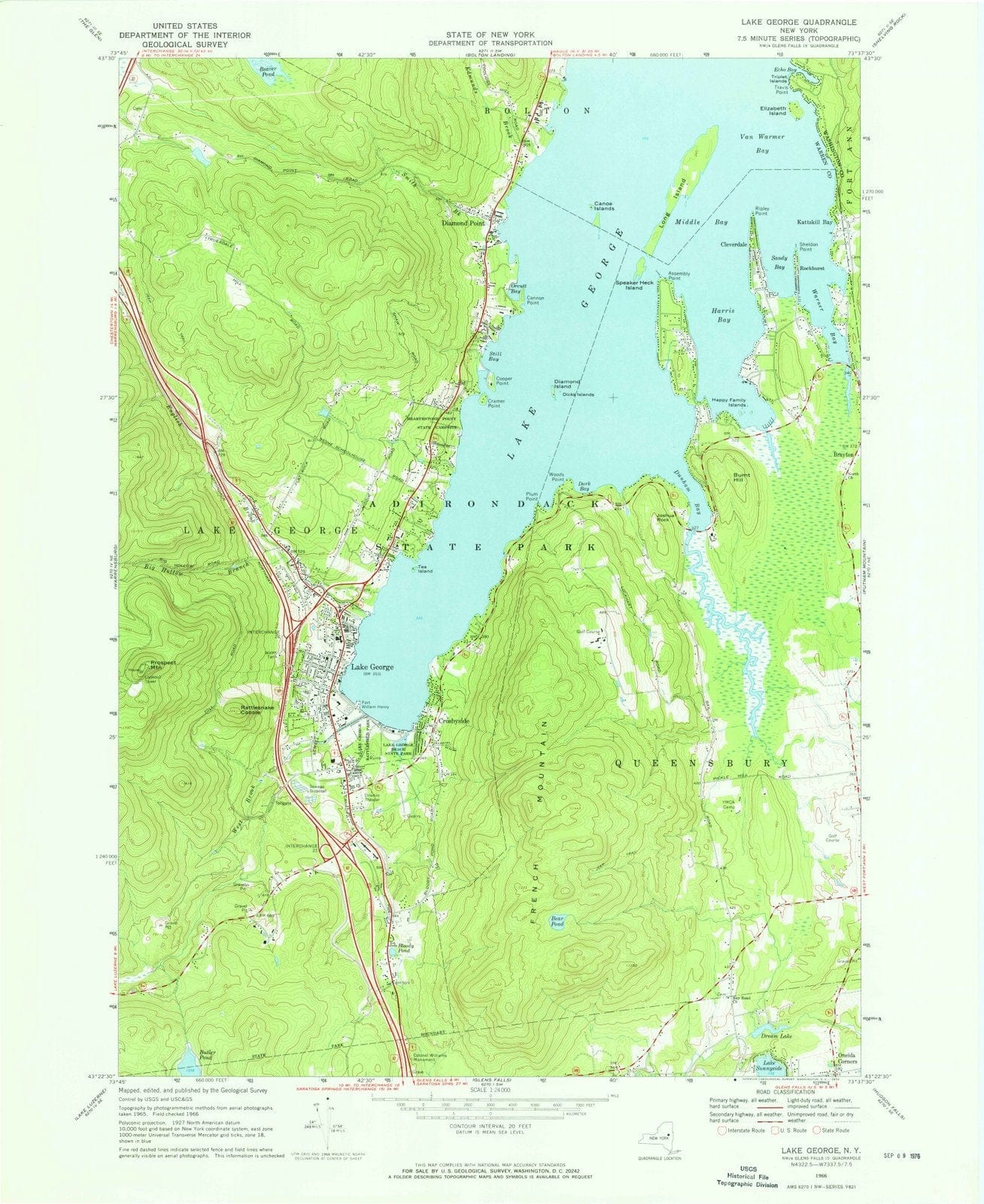 1966 Lake George, NY - New York - USGS Topographic Map