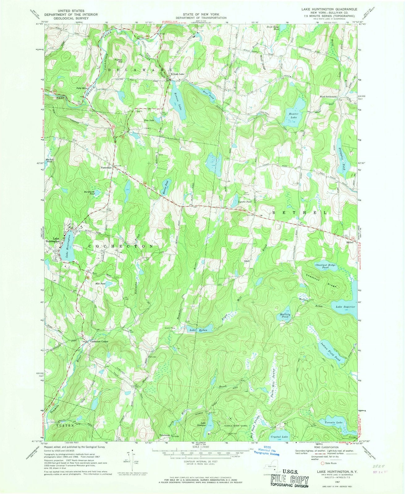 1967 Lake Huntington, NY - New York - USGS Topographic Map