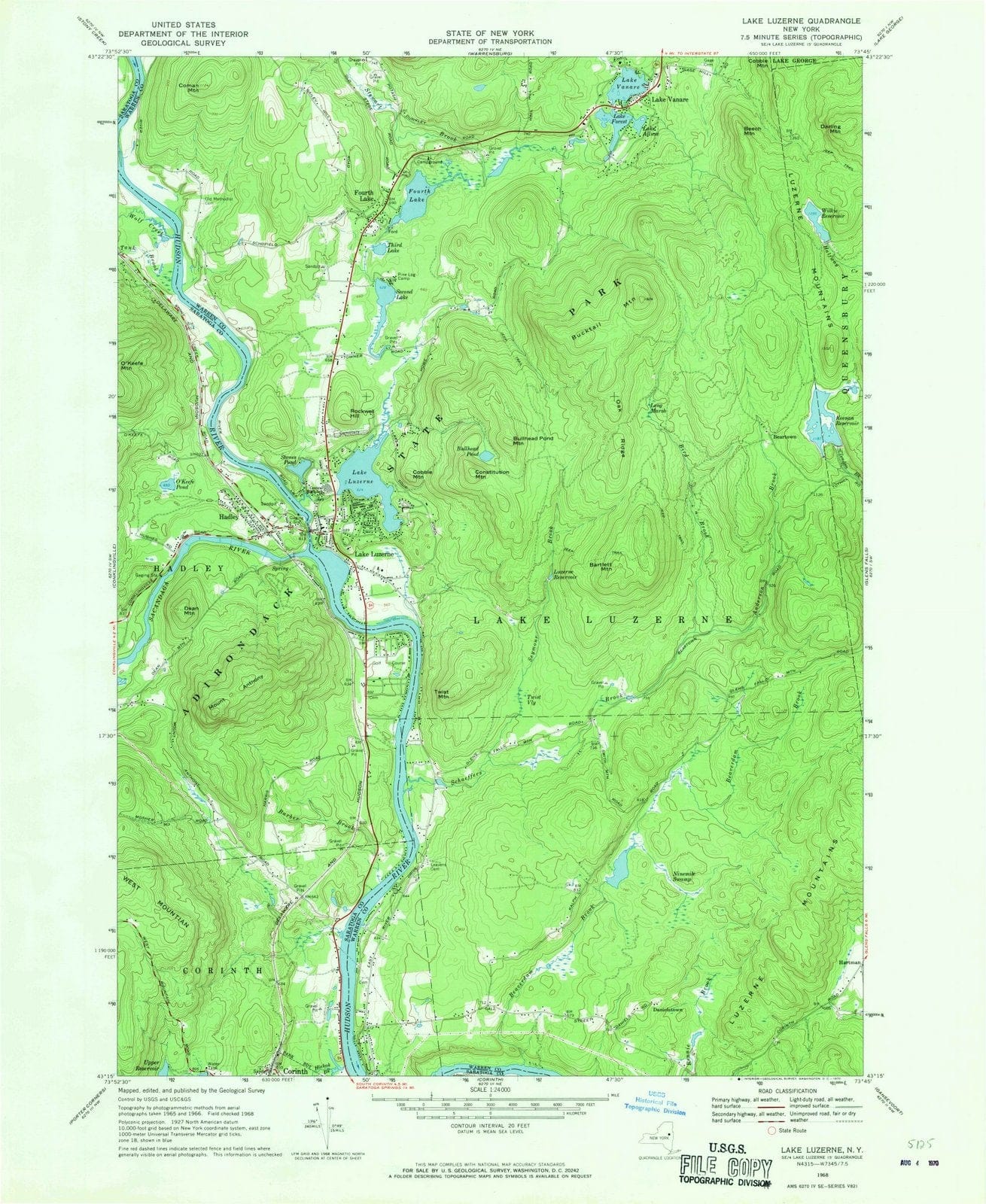 1968 Lake Luzerne, NY - New York - USGS Topographic Map