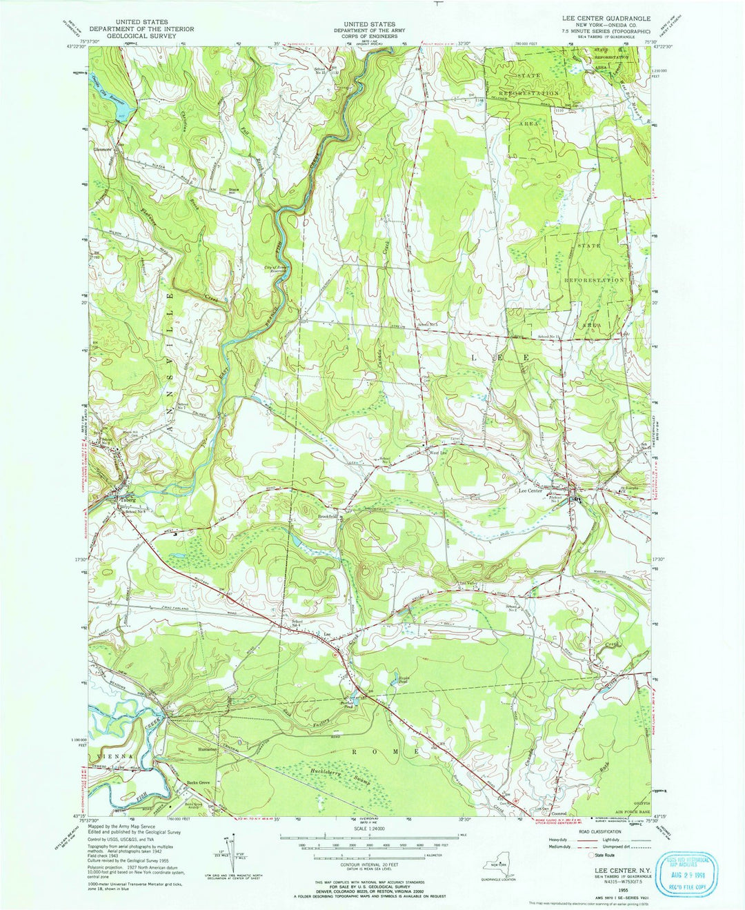 1955 Lee Center, NY - New York - USGS Topographic Map