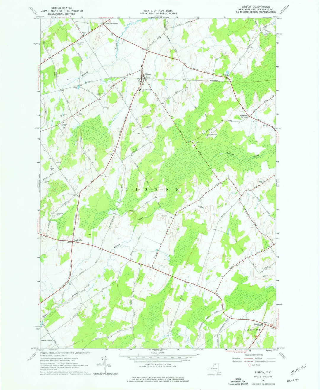 1963 Lisbon, NY - New York - USGS Topographic Map
