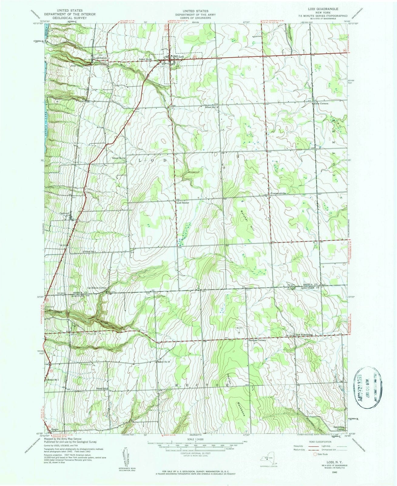 1942 Lodi, NY - New York - USGS Topographic Map