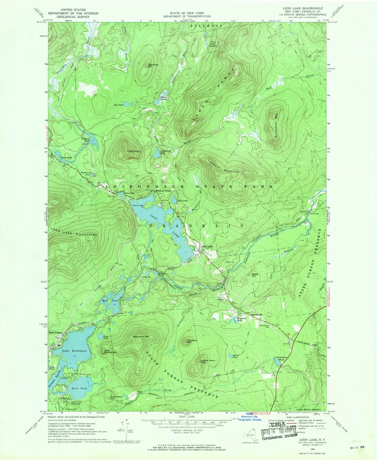 1968 Loon Lake, NY - New York - USGS Topographic Map