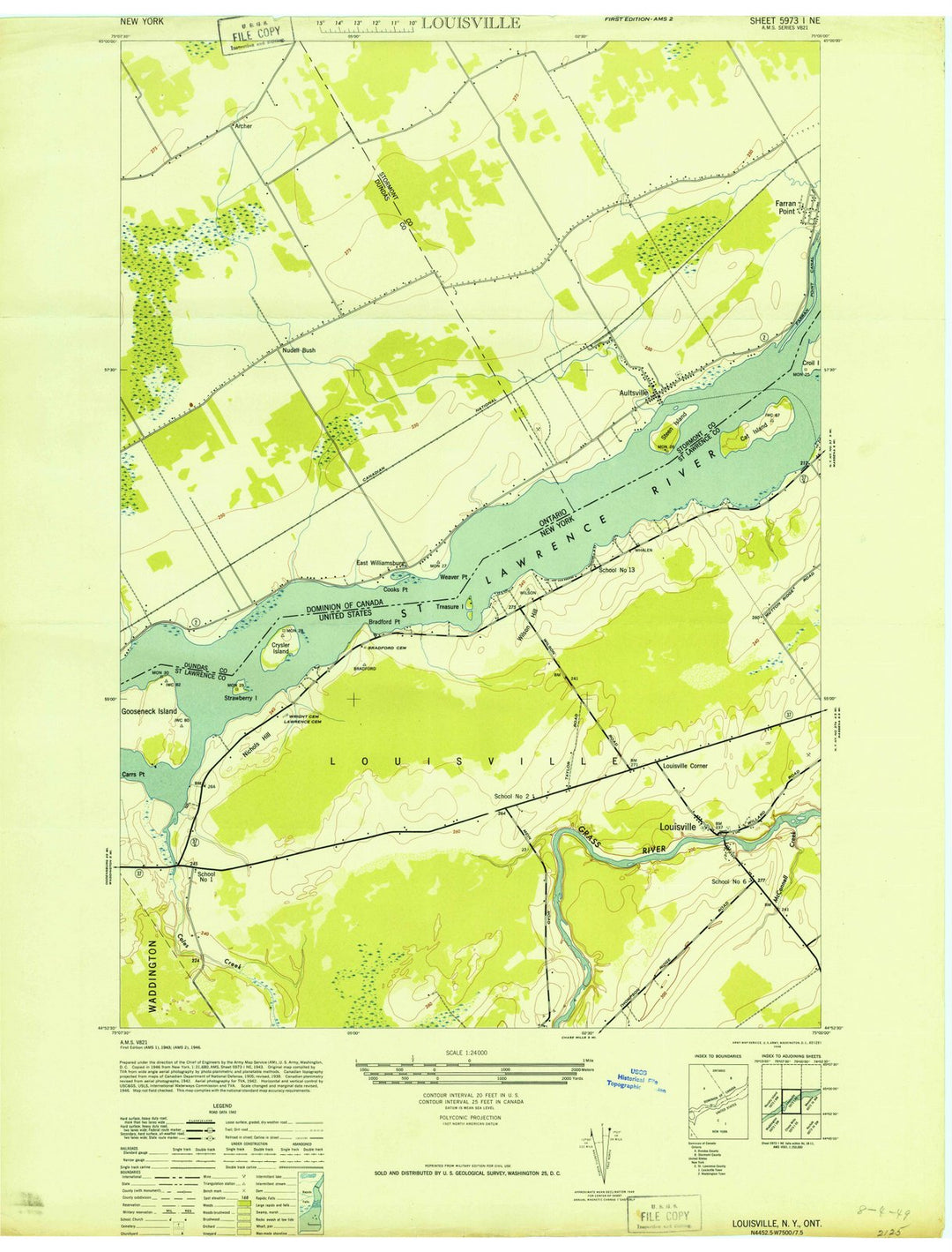 1946 Louisville, NY - New York - USGS Topographic Map