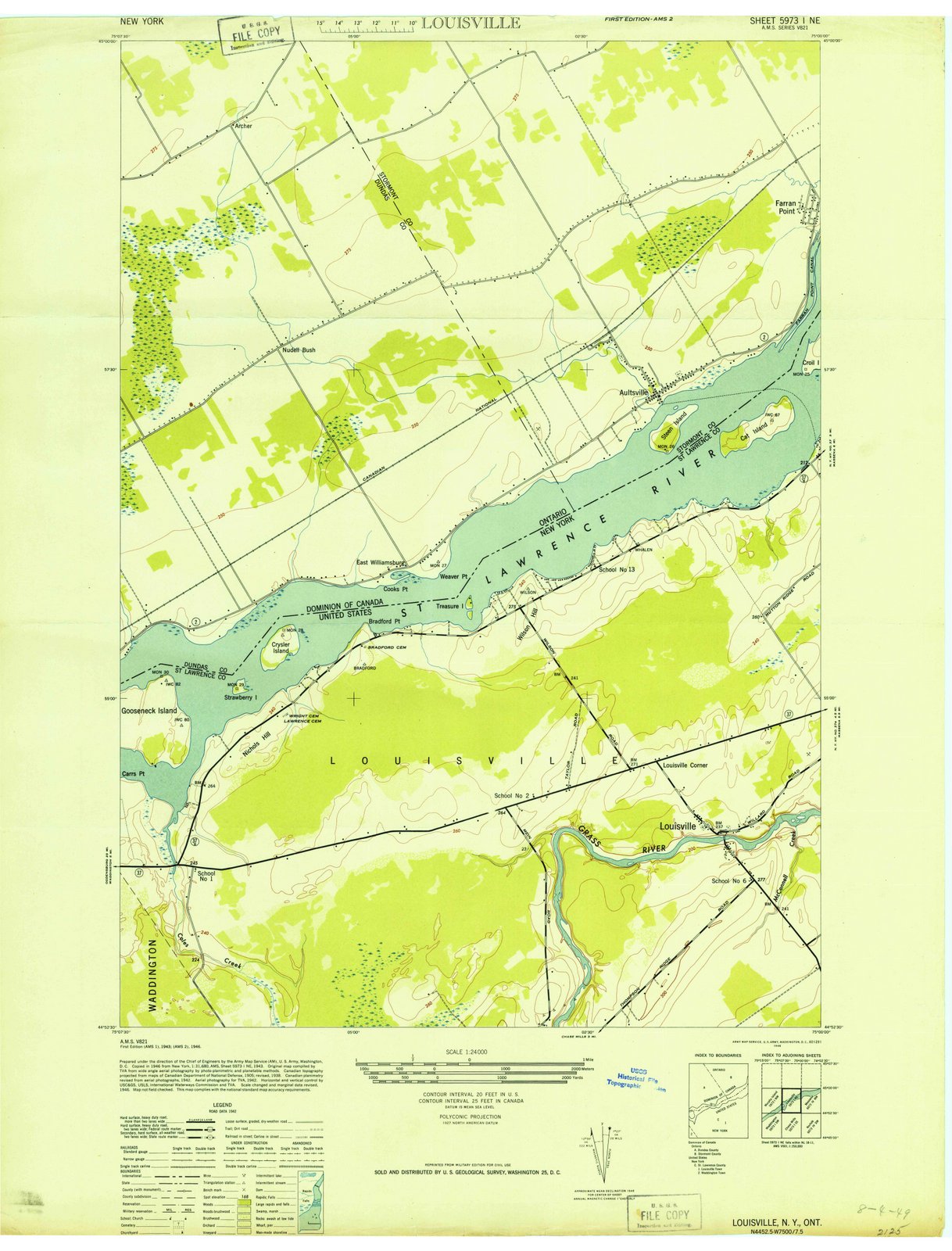 1946 Louisville, NY - New York - USGS Topographic Map