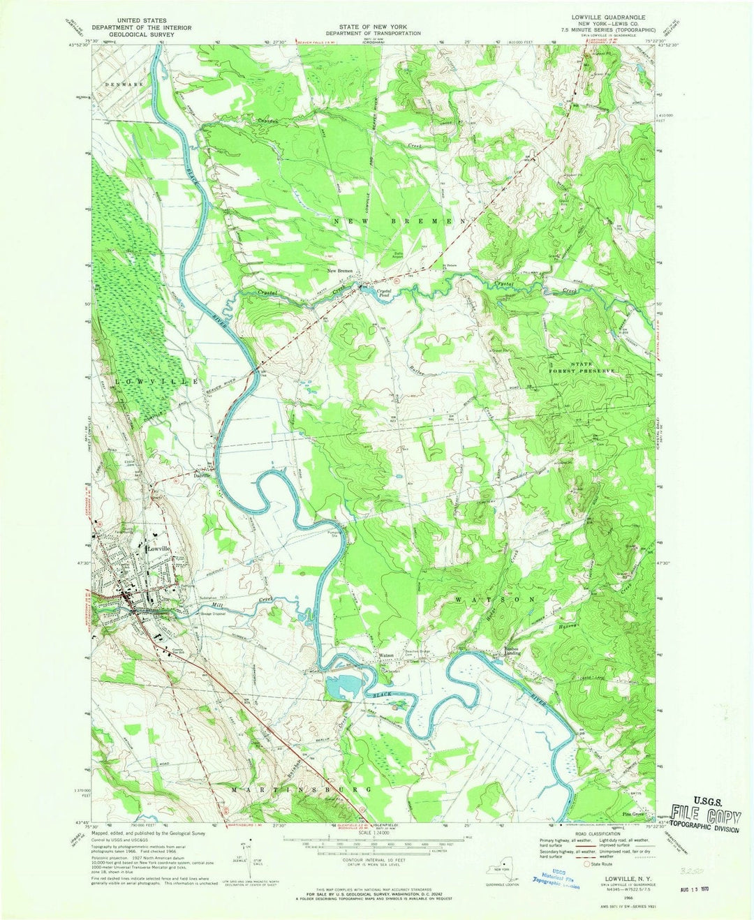 1966 Lowville, NY - New York - USGS Topographic Map