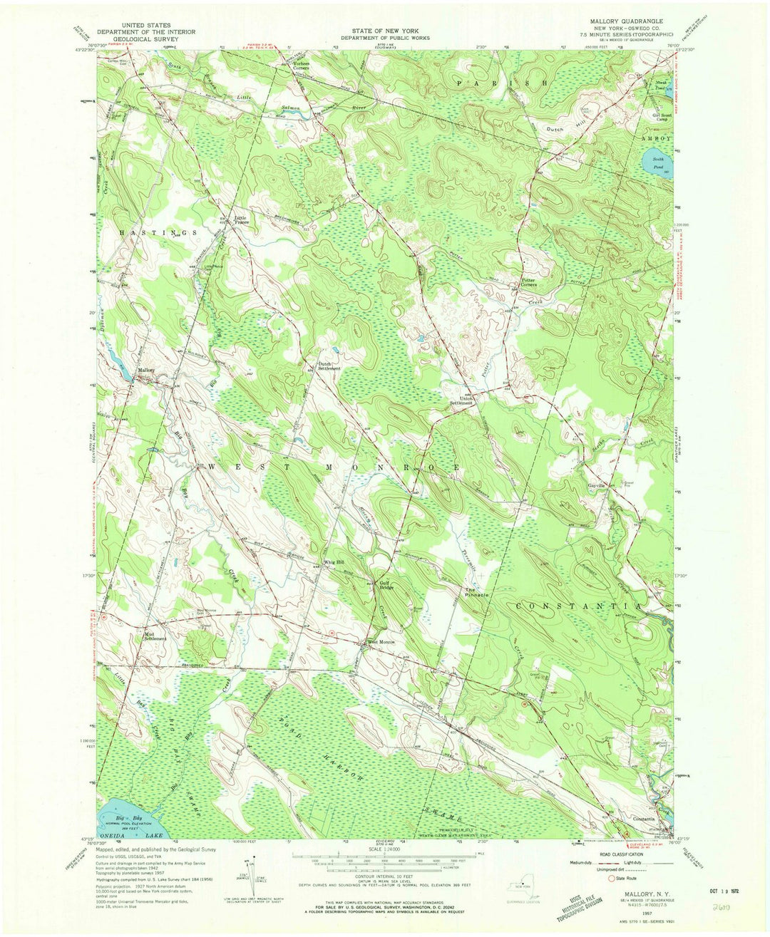 1957 Mallory, NY - New York - USGS Topographic Map