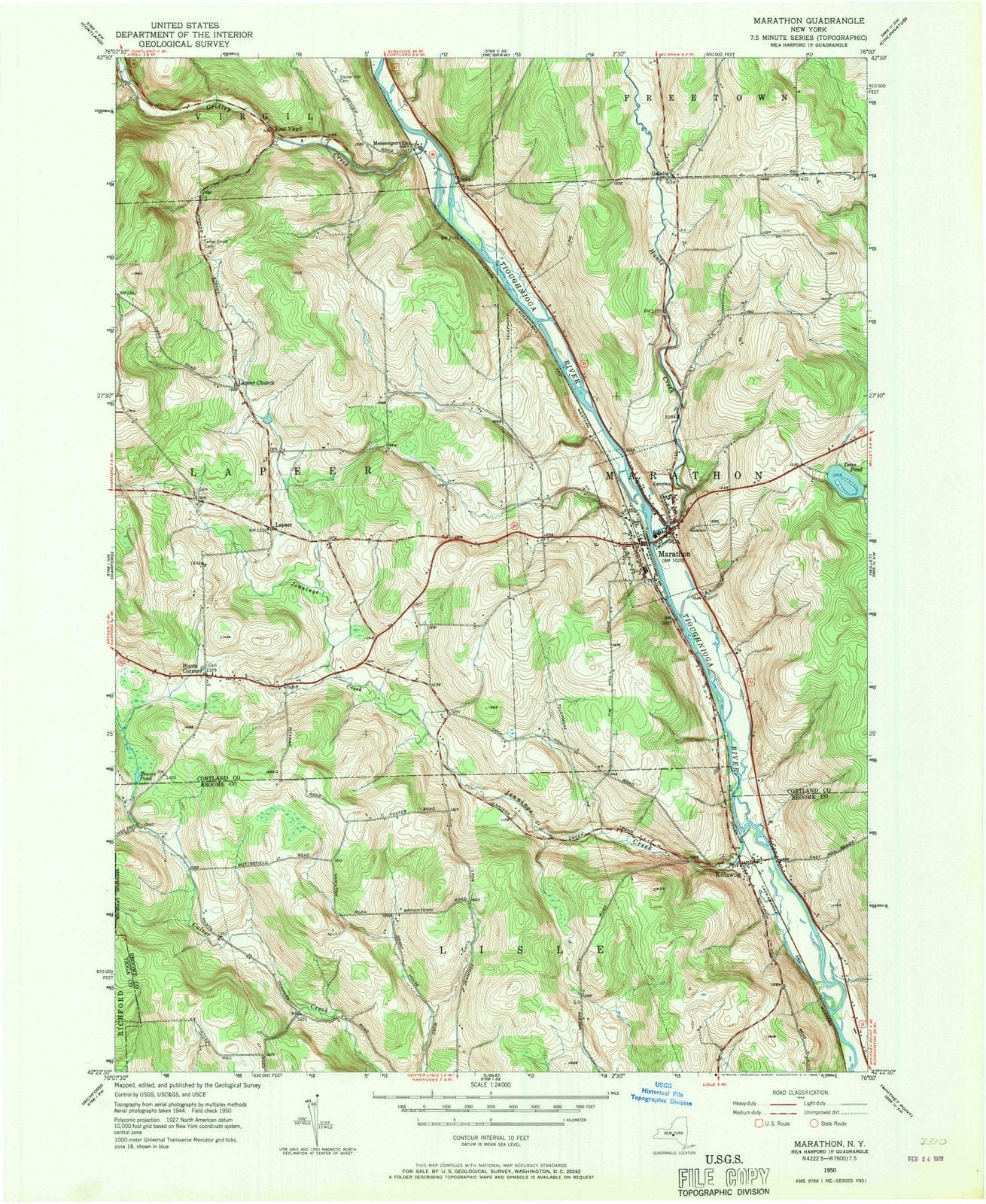 1950 Marathon, NY - New York - USGS Topographic Map