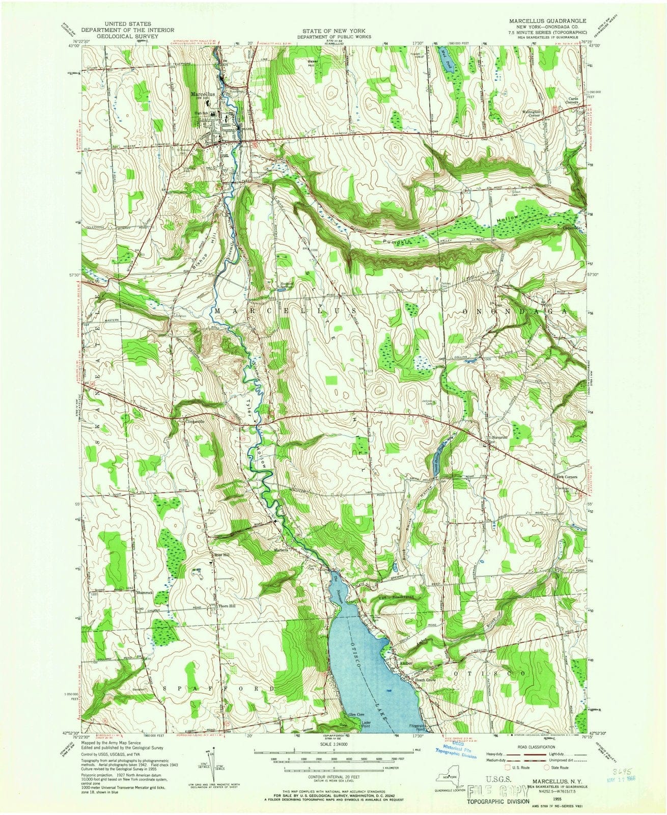 1955 Marcellus, NY - New York - USGS Topographic Map