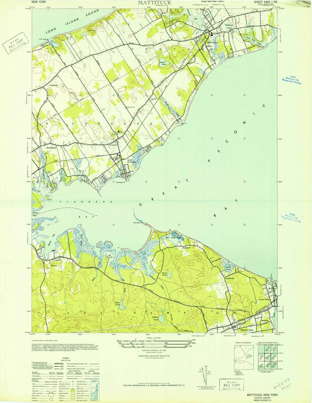 1947 Mattituck, NY - New York - USGS Topographic Map