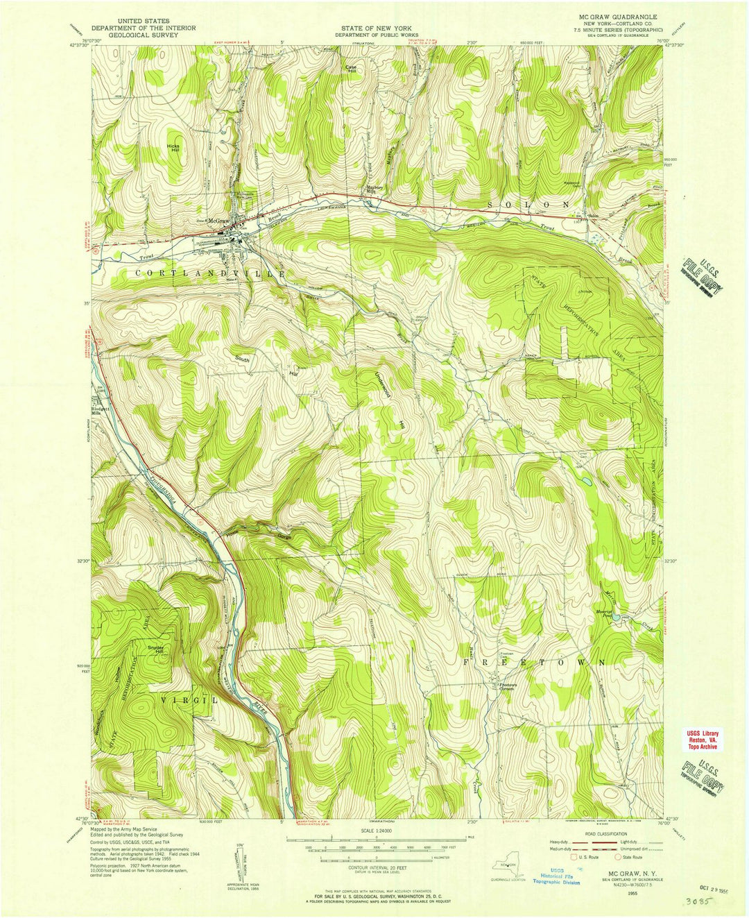 1955 Mc Graw, NY - New York - USGS Topographic Map