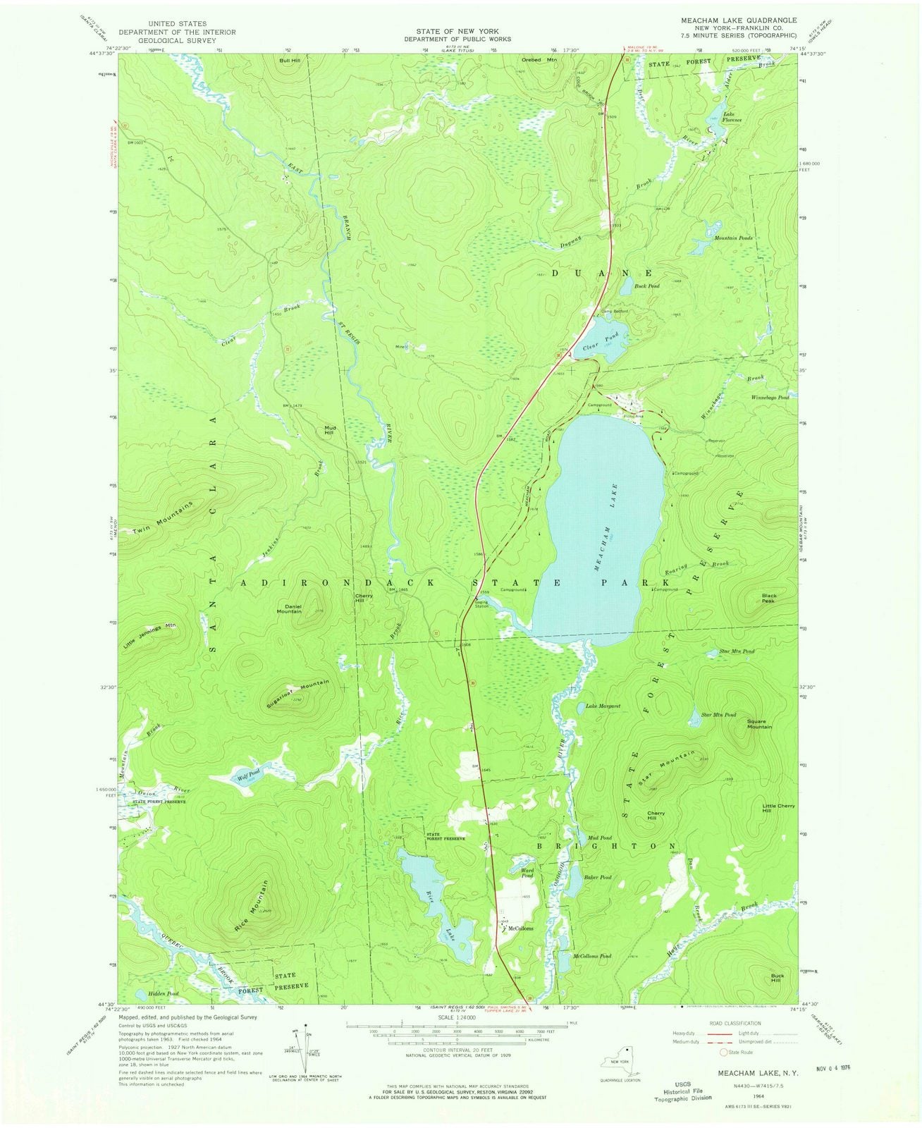 1964 Meacham Lake, NY - New York - USGS Topographic Map