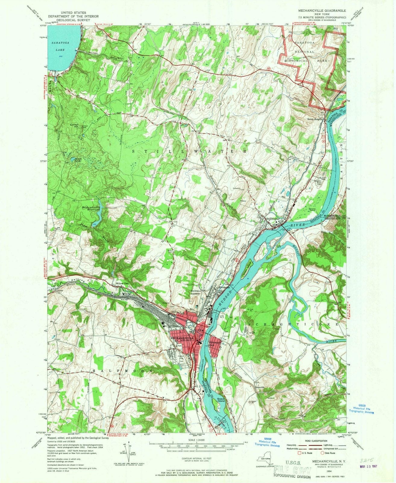 1954 Mechanicville, NY - New York - USGS Topographic Map