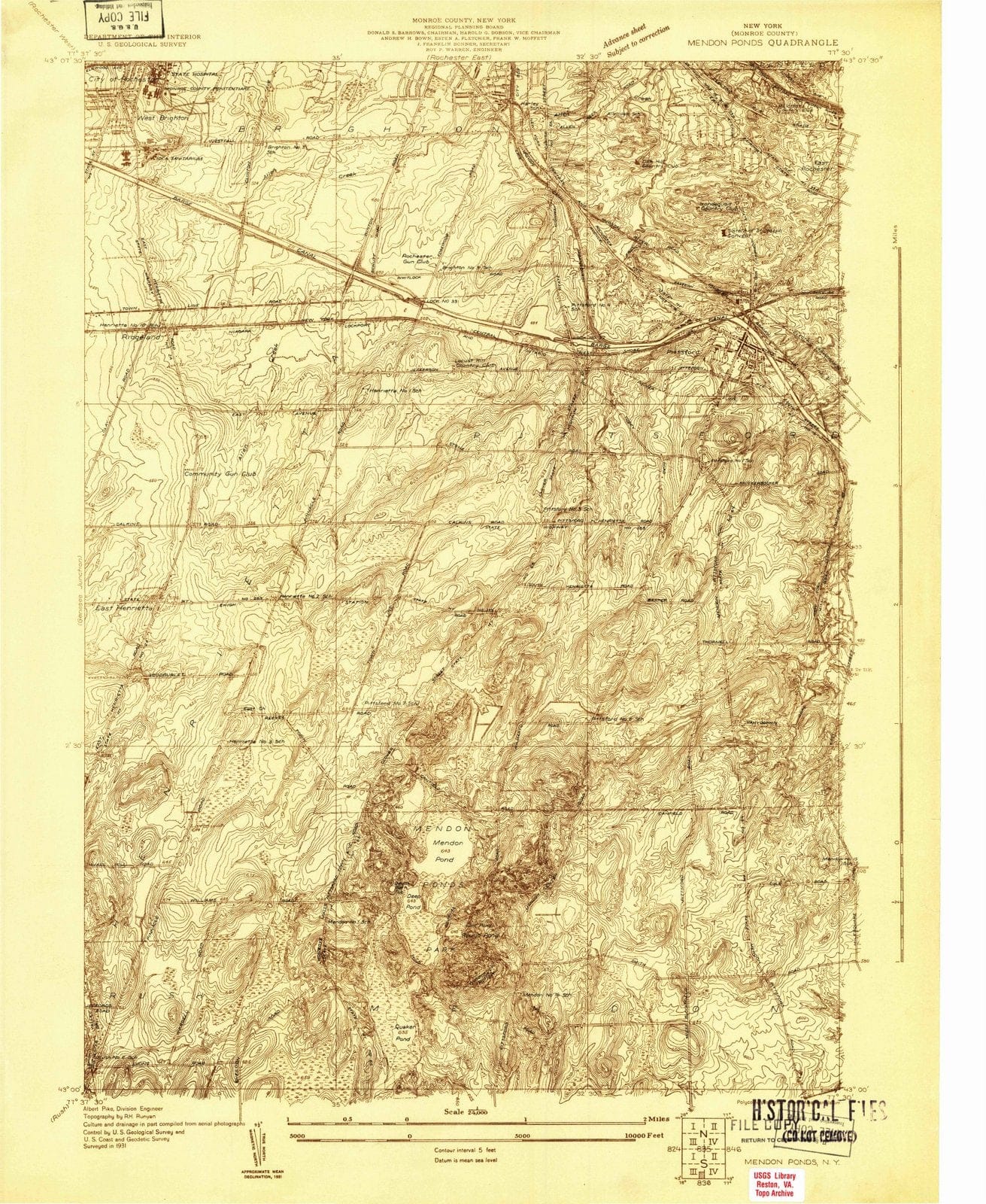 1931 Mendon Ponds, NY - New York - USGS Topographic Map