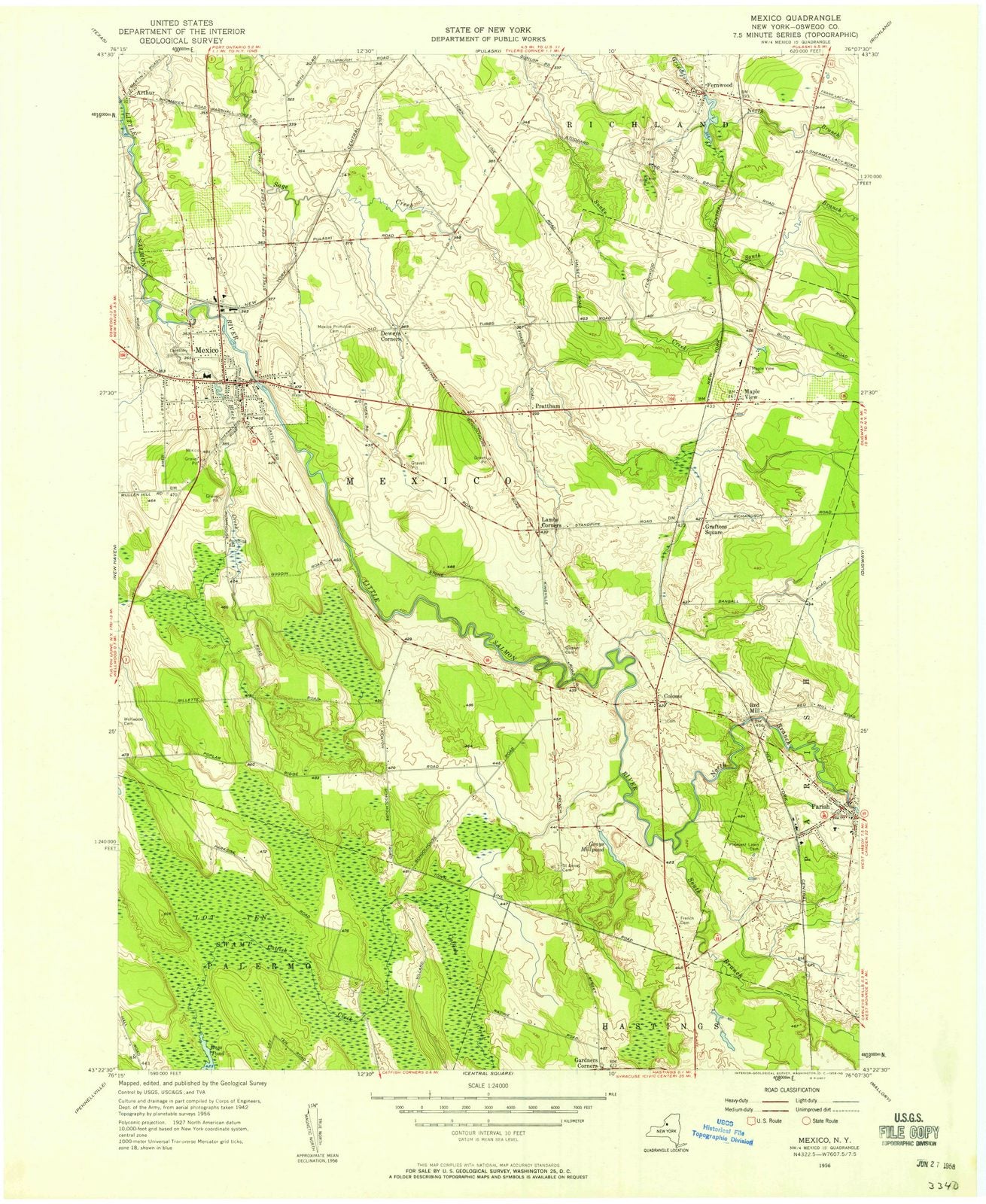 1956 Mexico, NY - New York - USGS Topographic Map