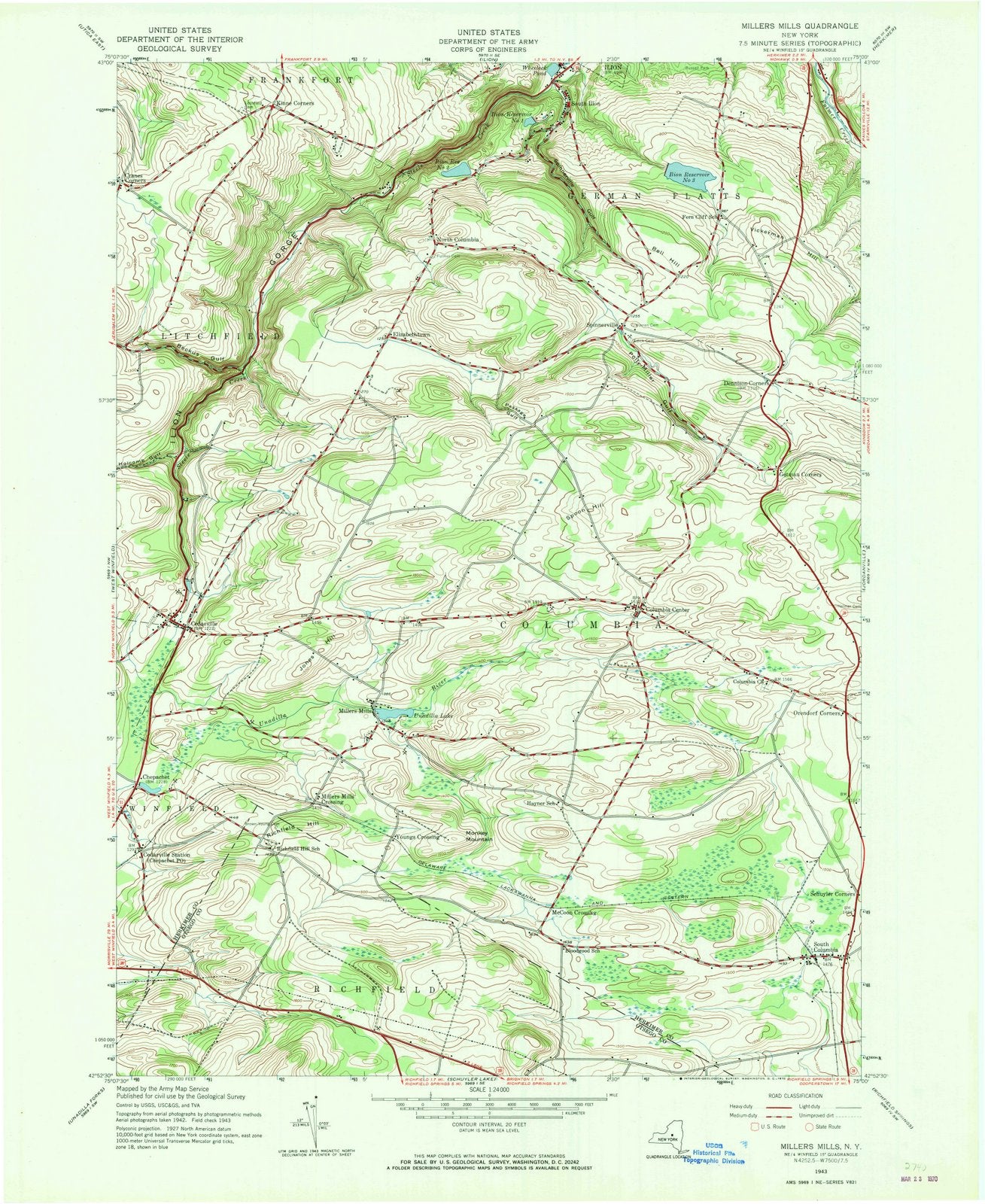 1943 Millers Mills, NY - New York - USGS Topographic Map