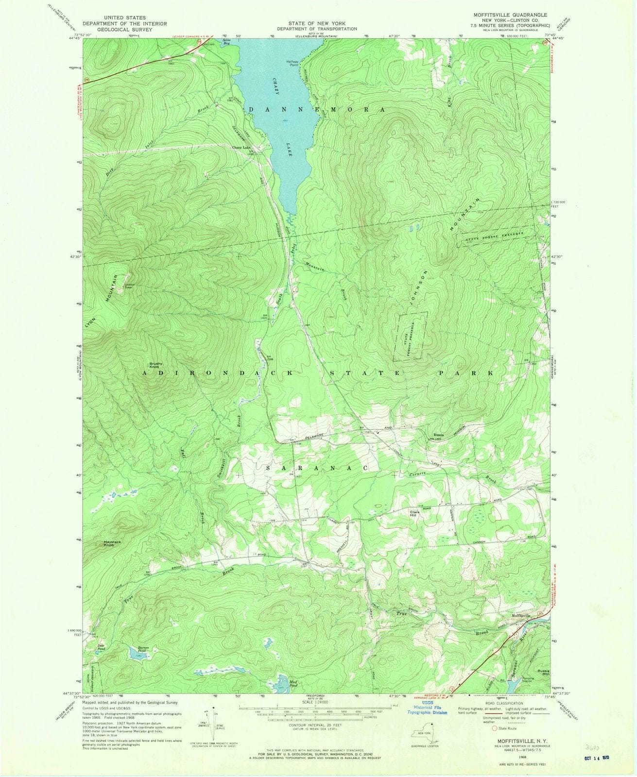 1968 Moffitsville, NY - New York - USGS Topographic Map