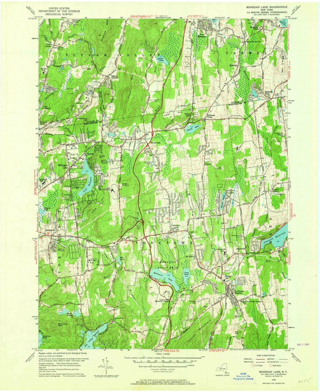 1956 Mohegan Lake, NY - New York - USGS Topographic Map