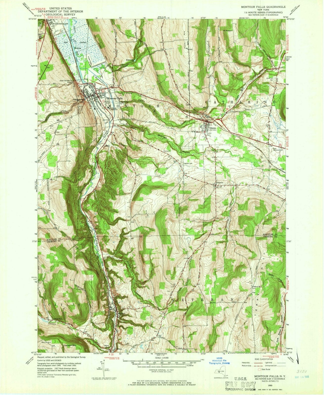 1950 Montour Falls, NY - New York - USGS Topographic Map