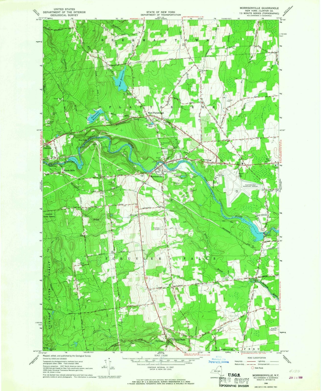 1966 Morrisonville, NY - New York - USGS Topographic Map