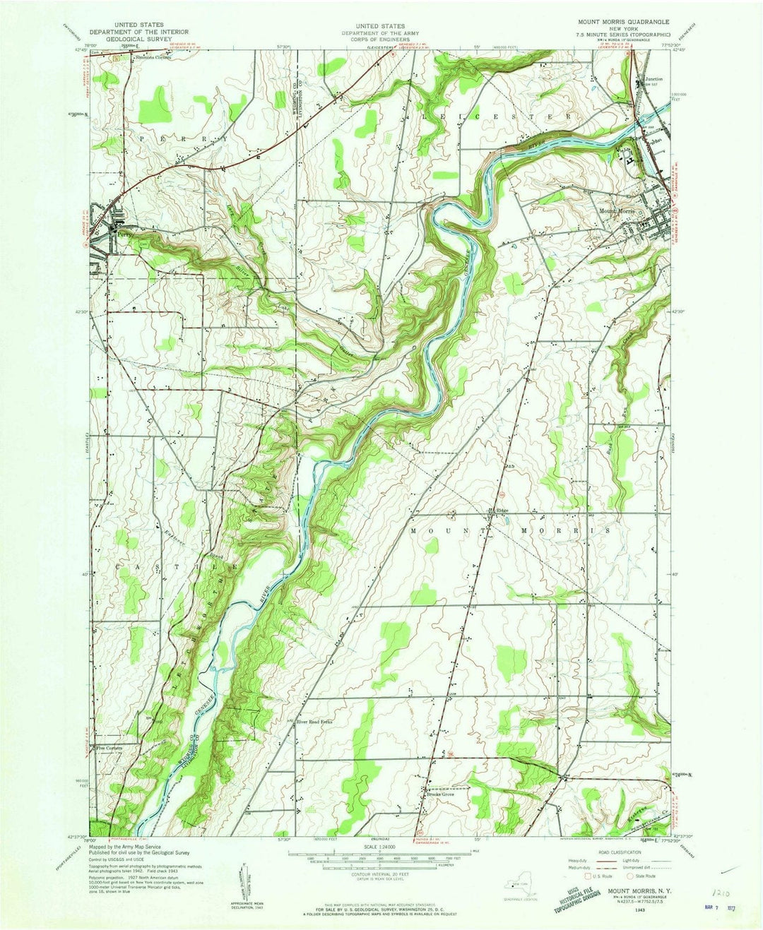 1943 Mount Morris, NY - New York - USGS Topographic Map