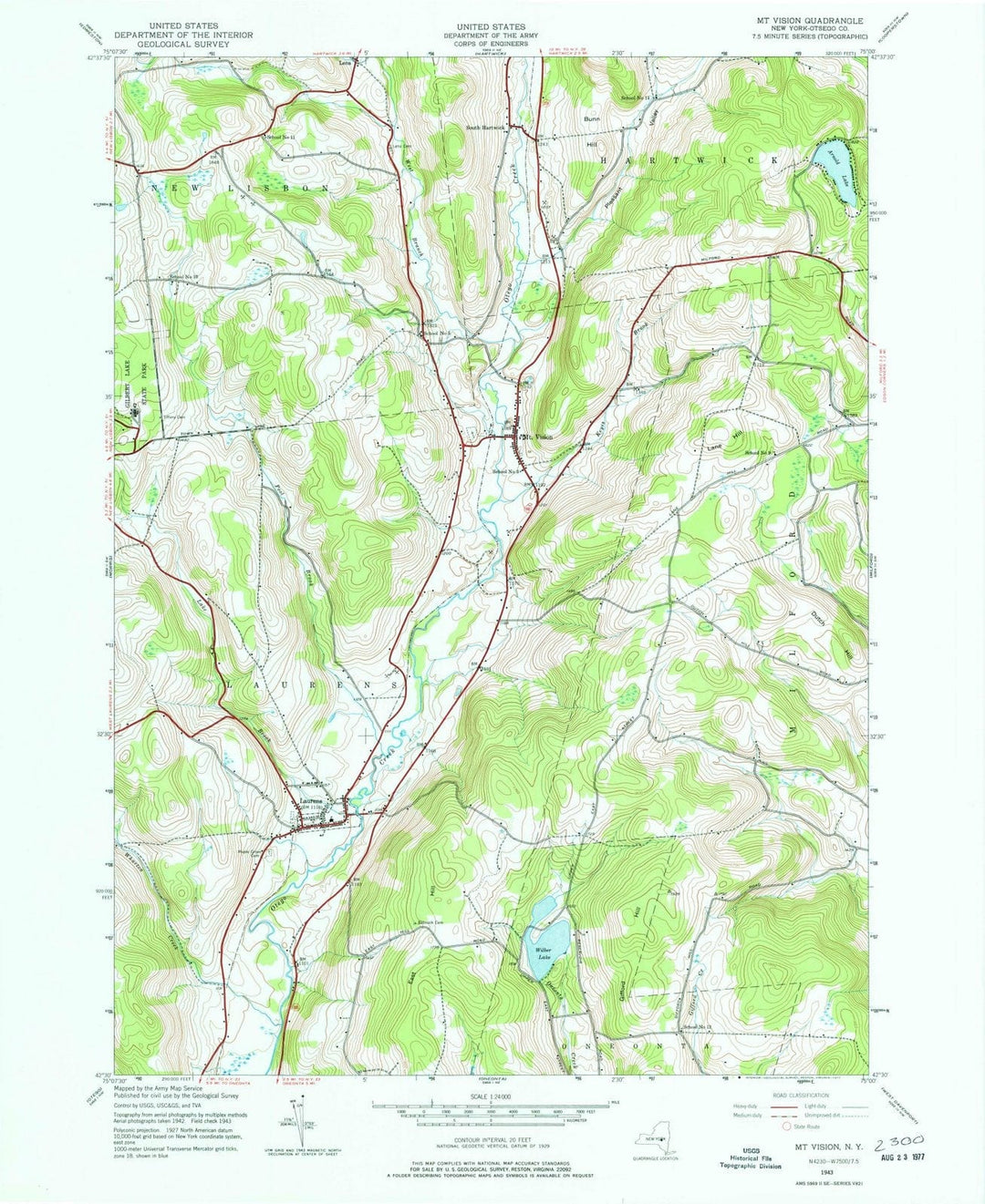 1943 Mt Vision, NY - New York - USGS Topographic Map