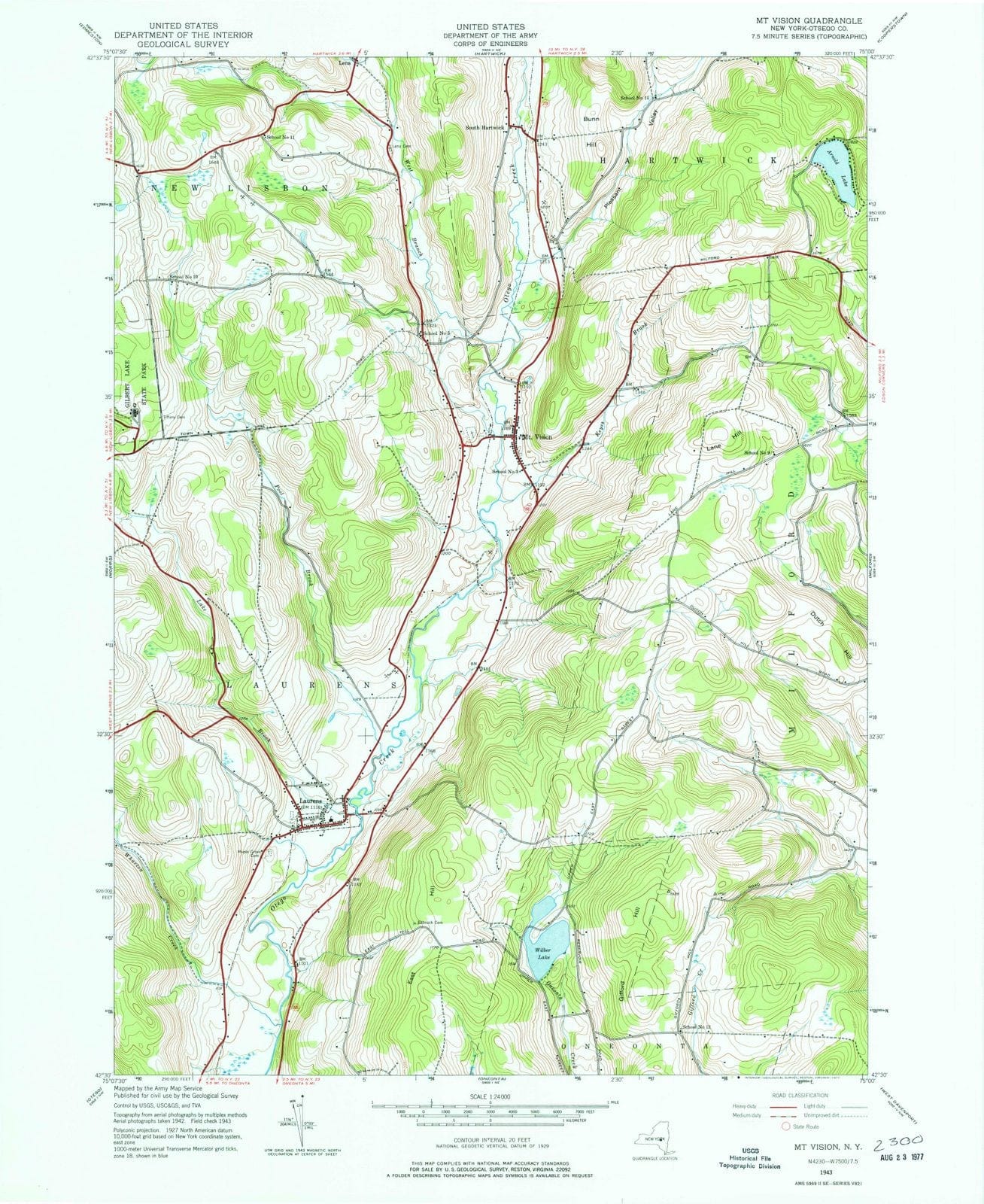 1943 Mt Vision, NY - New York - USGS Topographic Map