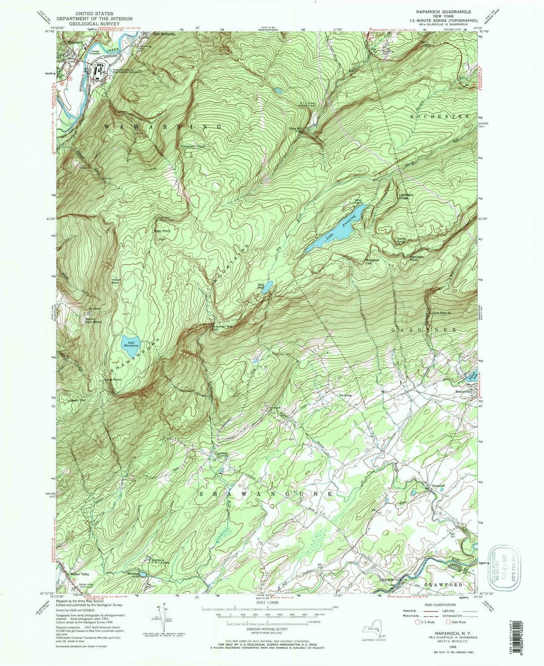 1956 Napanoch, NY - New York - USGS Topographic Map
