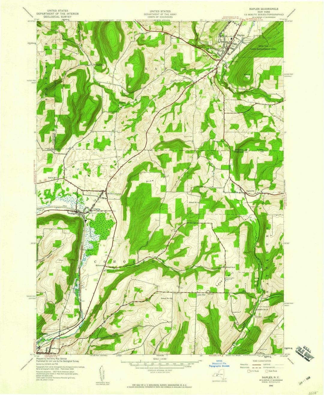 1942 Naples, NY - New York - USGS Topographic Map